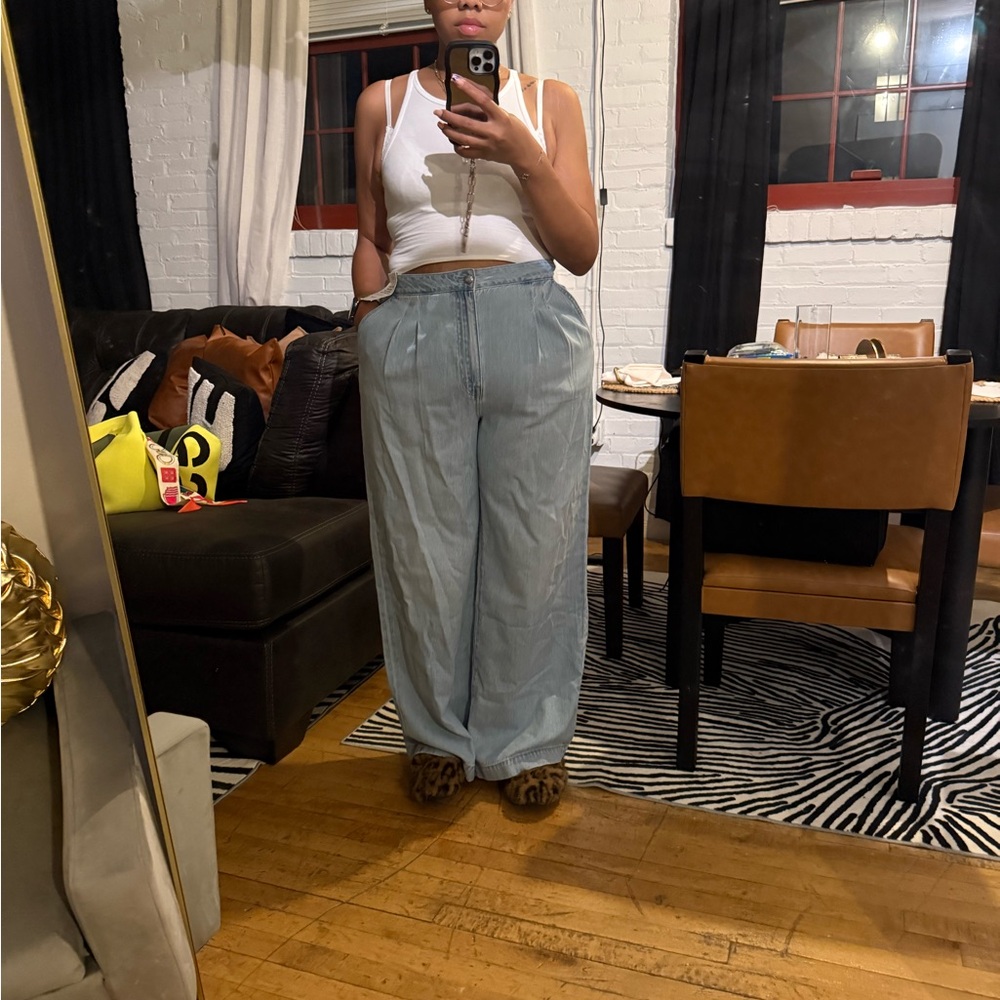 Madewell Light Wash Curvy Harlow Wide Leg Jeans - Pale Blue
